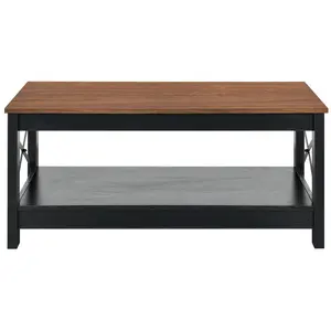 O'Kean 4 Legs Coffee Table with Storage Black / Walnut 