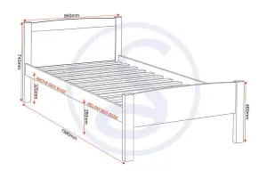 Amber 3ft Single Bed Grey Slate with LAMINATED SLATS