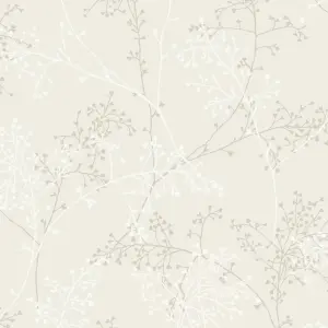 Grandeco Delicate Sprig Blown Vinyl Wallpaper, Cream