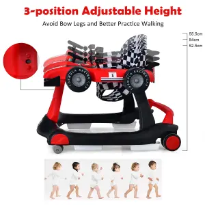 Costway 4-in-1 Foldable Baby Walker Activity Push Walker w/ Adjustable Height & Speed