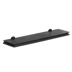 Hamish Wall Shelf Solid Wood Black Floating Shelf Living Bedroom Kitchen Wall Mounted Wooden Shelves - Small