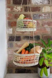 Natural Elements 2-Tier Natural Seagrass Hanging Planter