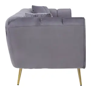 Interiors by Premier Glamorous Three Seater Grey Velvet Sofa,Grey velvet upholstered Couch, Versatile Settee Sofa For Patio