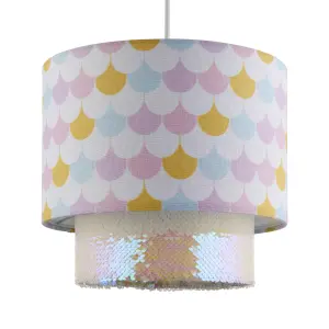 Printed Multicolour Glitter effect Mermaid Light shade (D)25cm