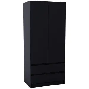 Vida Designs Denver 2 Door Wardrobe With Drawers, Black (2)