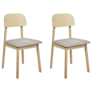 Set of 2 Dining Chairs SCANDIA Rubberwood Taupe