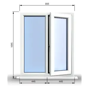 895mm (W) x 1095mm (H) PVCu StormProof Casement Window - 1 RIGHT Opening Window -  Toughened Safety Glass - White