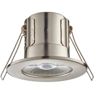 Tool-less Recessed Bathroom IP65 Downlight - 4W Warm White LED - Satin Nickel