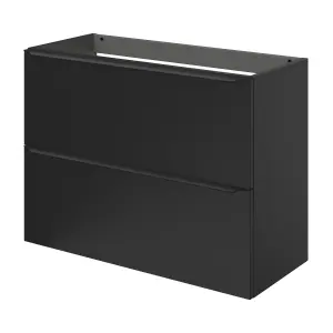 GoodHome Imandra Slimline Matt Black Wall-mounted Bathroom Cabinet (H) 600mm (W) 800mm