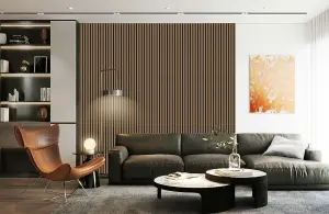 Premium Acoustic Slat Wall Panel 2.4m x 0.6m Walnut