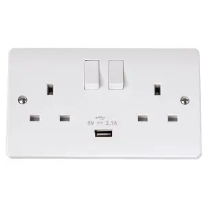 Click CMA770 Mode Switch Socket Outlet 13A 2 Gang with 2.1A USB Charging Port