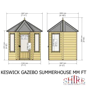 Keswick Hexagon Summerhouse 7x6 with 2 opening windows