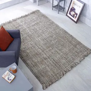 Melrose Lagos Grey Comfortable Low Pile Anti Slip Area Rug 160/230cm