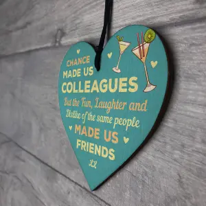 Red Ocean Chance Made Us Colleagues Fun and Laughter Novelty Wooden Hanging Heart Leaving Gift Plaque Work Friendship Sign