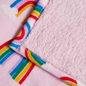 Rainbow Sherpa Fleece Throw Bed Sofa Chair Supersoft Plush Warm Kids Blanket