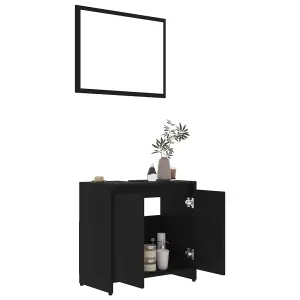 Berkfield 4 Piece Bathroom Furniture Set Black Engineered Wood