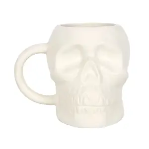 Matte White Skull Ceramic Mug for Modern Decor