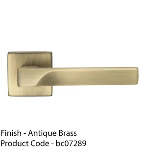 Premium Contoured Door Handle Set - Antique Brass Sleek Lever On Square Rose