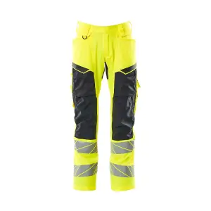 Mascot Accelerate Safe Trousers with Kneepad Pockets - Hi-Vis Yellow/Dark Navy   (38.5) (Leg Length - Long)