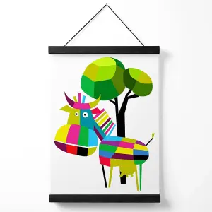 Cow Bright Geometric Animal Medium Poster with Black Hanger