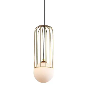 Luminosa Modern Hanging Pendant Golden 1 Light  with Gold, White Shade, G9