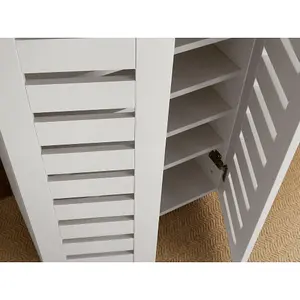 Home Source Oslo 2 Door Shoe Storage Cabinet Unit White