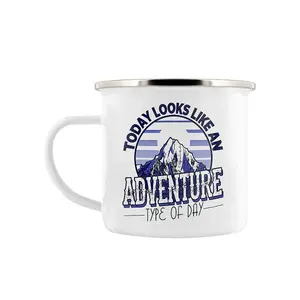 Grindstore Today Looks Like An Adventure Type Of Day Enamel Mug White/Blue (One Size)