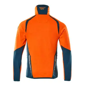 Mascot Accelerate Safe Microfleece Jacket with Half Zip (Hi-Vis Orange/Dark Petroleum)  (Medium)