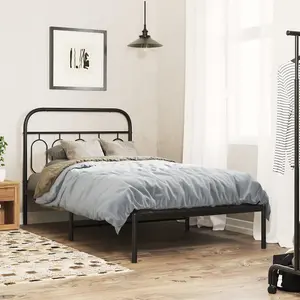 Berkfield Metal Bed Frame without Mattress with Headboard Black 107x203cm