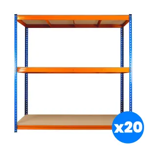 20 Bays of 3 Tier ULTRA HEAVY DUTY Storage Racking 1800h x 1800w x 450d mm 350kg