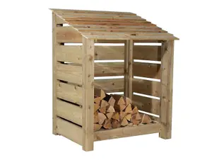 Slatted wooden log store W-99cm, H-126cm, D-88cm - natural (light green) finish