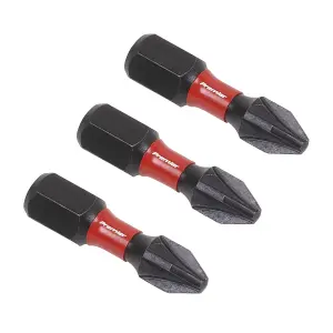 Sealey Pozi 2 Impact Power Tool Bits Forged From S2 Steel 25mm 3 Pieces AK8208