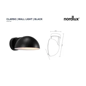 Nordlux Clarso Outdoor Patio Terrace Garden Wall Light In Black (Height) 10.5cm