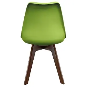 Soho Green Plastic Dining Chair with Squared Dark Wood Legs