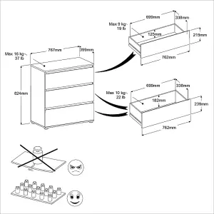 Parisot neo oak 3 drawer chest