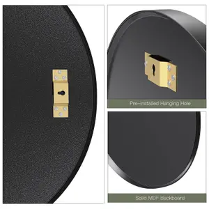 Black Round Bathroom Mirrorwith Simple Metal Frame - 40CM