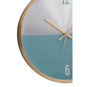 Interiors by Premier Elko Silver Gold and Blue Finish Wall Clock