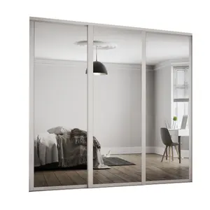 Shaker With 3 mirror doors Cashmere 3 door Sliding Wardrobe Door kit (H)2260mm (W)2592mm