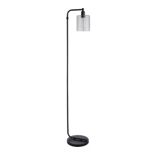 Anson Lighting Newbrook Floor light finished in Matt black and clear glass