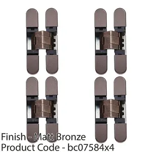 4 PACK - 3D Adjustable Concealed Cabinet Hinge - 180 Degree Opening Wardrobe MATT BRONZE