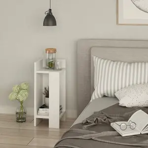 Lochlan Modern Compact Nightstand Bedside Table 25 x 27 x 60cm  Bedroom Furniture White / Right Orientation