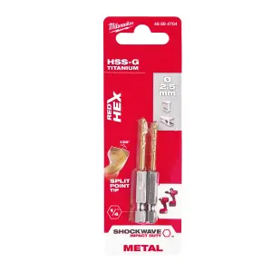 Milwaukee 48894704 2.5mm RED HEX SHOCKWAVE Impact Rated HSS-TIN Metal Drill Bit