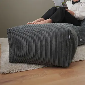 rucomfy Jumbo Cord Ottoman Beanbag - Slate Grey