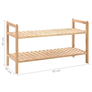 Berkfield Shoe Rack Solid Walnut Wood 69x26x40 cm