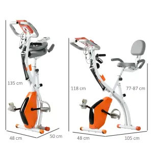 HOMCOM 2-In-1 Folding Exercise Bike with 8-Level Magnetic Resistance Orange