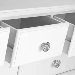 Romance True White 2 Over 3 Chest of Drawers with Crystal Handles