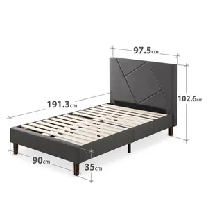 Colton Bluff Upholstered Bed Frame with Headboard Grey / Single (3')