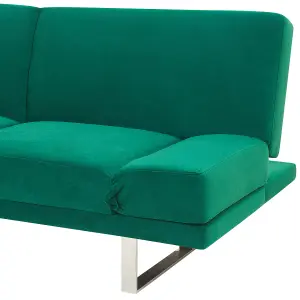 Beliani Glam Sofa Bed YORK Green Velvet