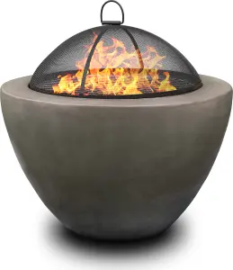 Homeology Fireology DIABLO Dark Grey Contemporary Garden Fire Pit Brazier and Barbecue Fully Assembled