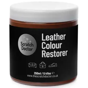 Scratch Doctor Leather Colour Restorer, Recolouring Balm for faded and worn leather 250ml Medium Brown